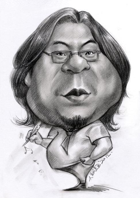 素描漫画高晓松肖像漫画 夸张漫画 大叔漫画图片