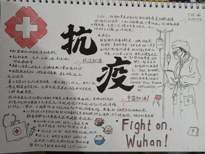 德才中学"战疫情"主题活动:心中的感动——"抗疫"主题手抄报,绘画