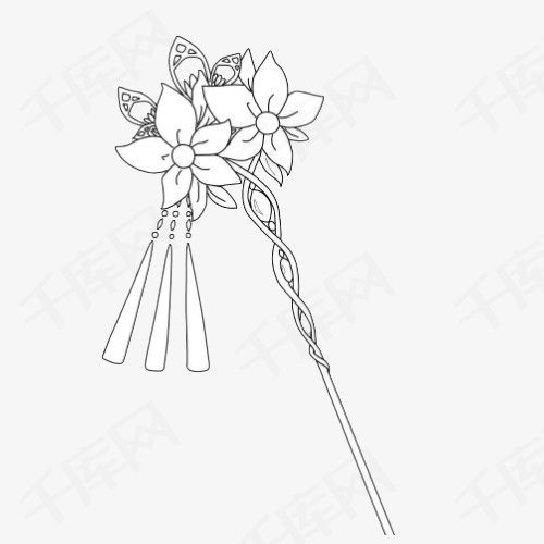 手绘花朵步摇