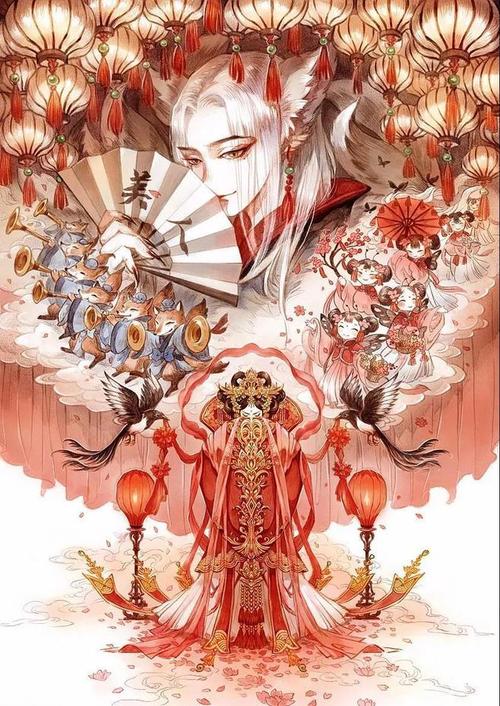 唯美古风《半面妆》插画,有些容颜望一眼就.