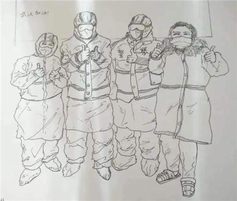 弘扬伟大抗疫精神谢谢抗疫英雄绘画黑白图片