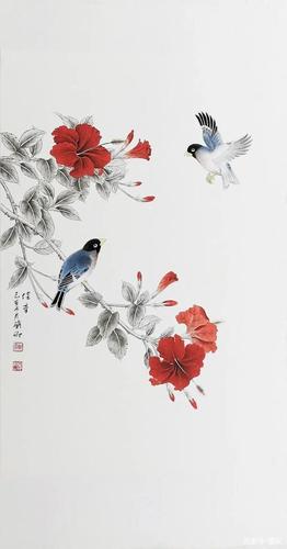 花鸟画的构图关键,主要是处理好题材的主次关系!