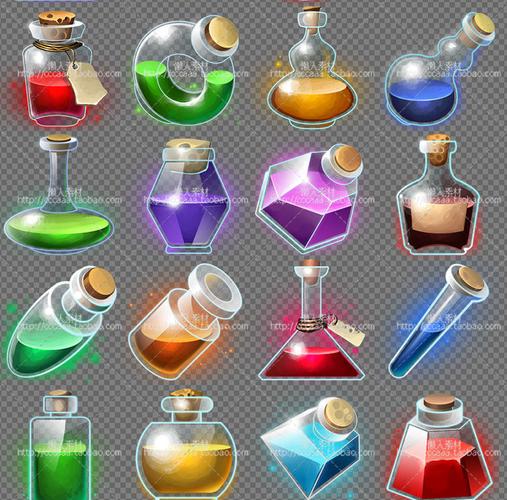 魔法欧美界面图像素材图标药水红蓝