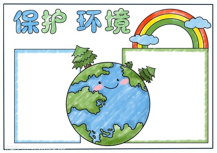 5,最后,在两个边框中画上横线,简单的保护环境手抄报就完成啦!