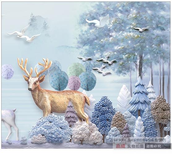 嘉威摆件满绣十字绣新款财鹿客厅简约现代欧式麋鹿十字绣线绣卧室sn