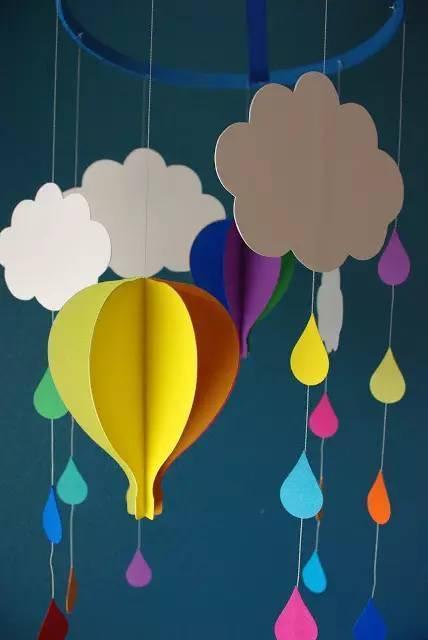 幼儿园手工制作 热气球卡纸吊饰
