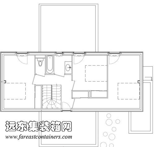 "十字箱"集装箱住宅二层平面图