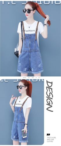 网红牛仔背带短裤女抖音同款小个子2020新款夏季显瘦短款连体裤子fss