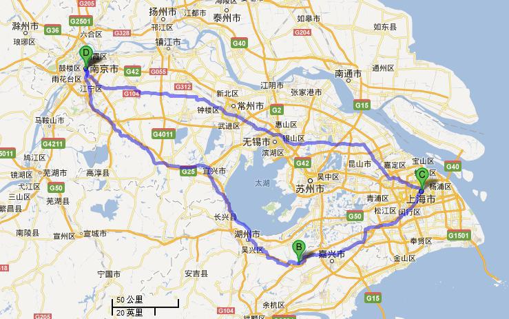 跪求 南京到乌镇,乌镇到上海,上海到南京的自行车骑行
