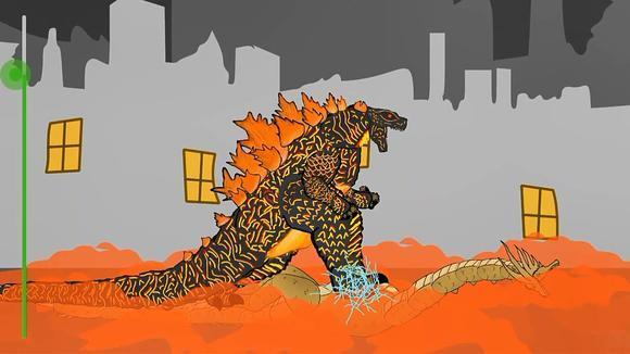 哥斯拉放技能的特写 动漫特效