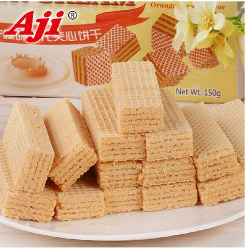 aji橘子柠檬味威化夹心饼干150g休闲零食办公室小食
