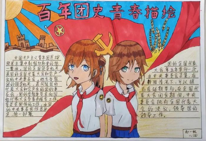 百年团史青春描绘建团100周年手抄报