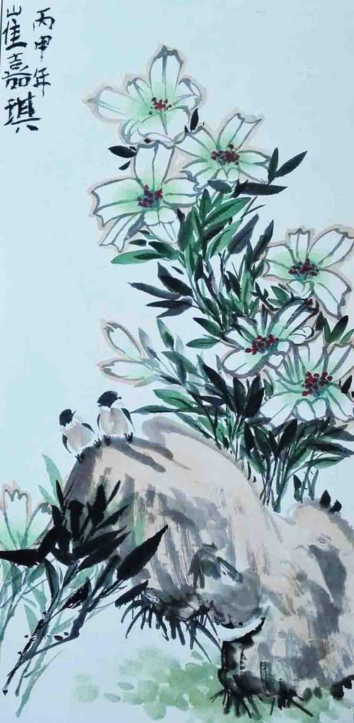 少儿美术作品欣赏:写意百合花