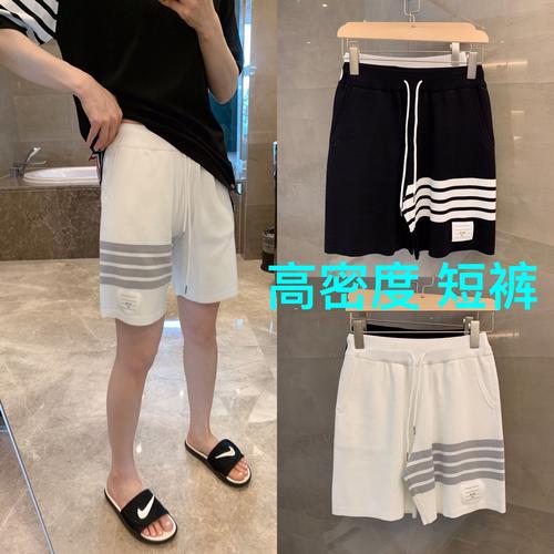tb冰麻针织短裤男女同款2022夏运动休闲卫裤宽松阔腿百搭ins潮牌