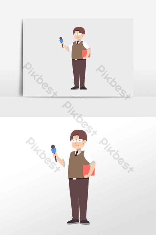 hand drawn cartoon villain news interview male reporter