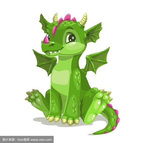 可爱的,小的,婴儿,绿色,龙