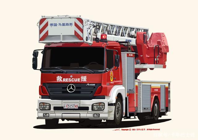 今天我们用一组消防车绘画来迎接新年