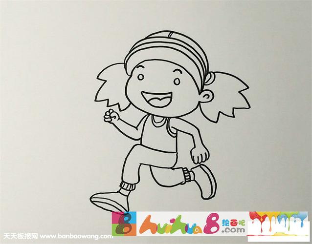 小女孩跑步简笔画