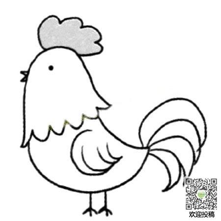 简笔画大公鸡吃虫子