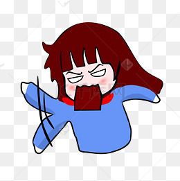 生气的卡通女孩