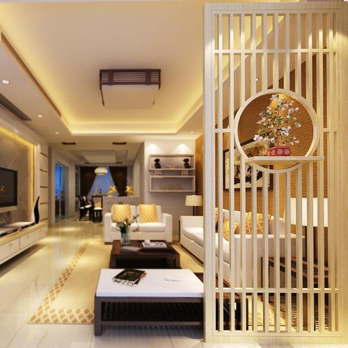 北欧简约现代屏风隔断背景墙玄关进门入户客厅镂空装饰墙实木格栅