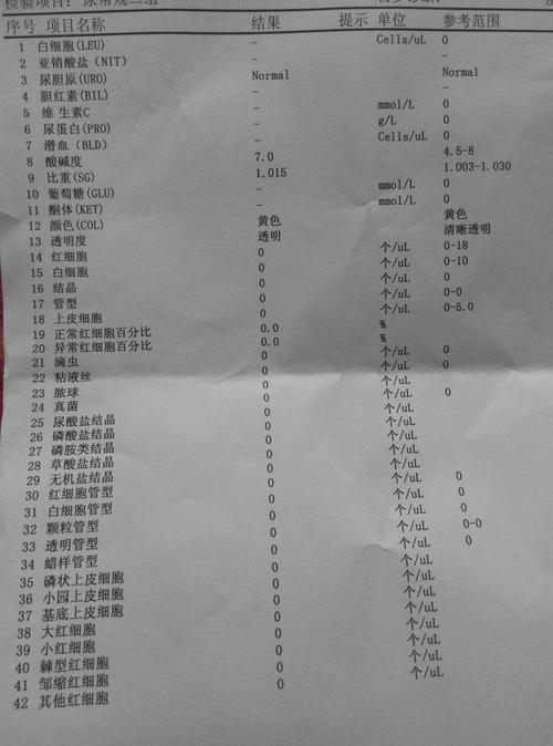 尿常规报告 正常吗