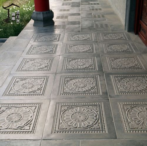 qd055 唐莲 600mm 中式古建仿古砖雕 庭院墙地砖 黑白