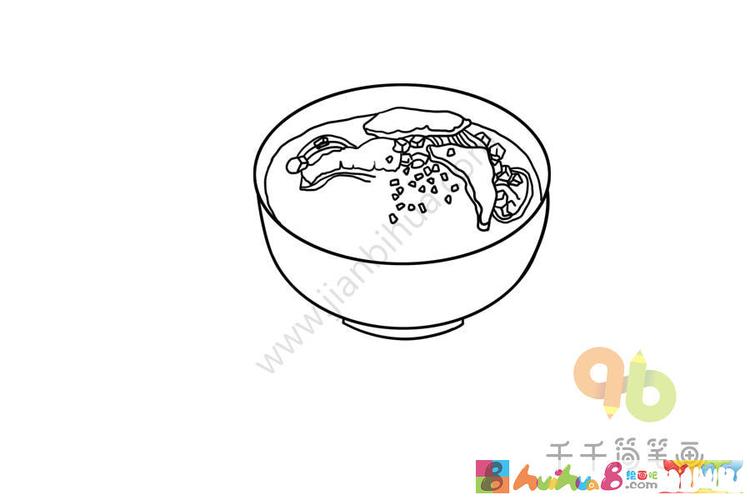 陕西美食 牛羊肉泡馍简笔画