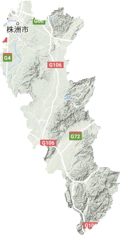 株洲市高清地形地图,株洲市高清谷歌地形地图