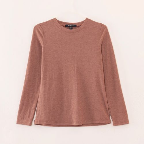 冬欧美时尚简约圆领长袖百搭减龄针织t恤衫女上衣