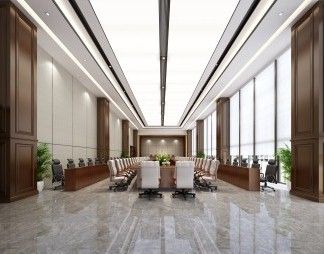 现代会议室背景墙3d模型下载