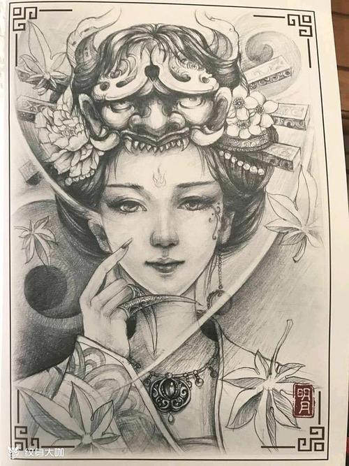 传统 艺妓 小图_纹身图案手稿图片_赵明的纹身作品集
