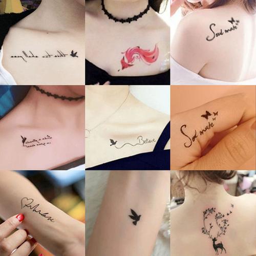 30张小清新纹身贴纸防水仿真持久纹身贴女刺青贴原宿可爱卡通套装