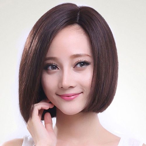 假发女短发直发内扣偏分波波头斜刘海时尚沙宣头逼真