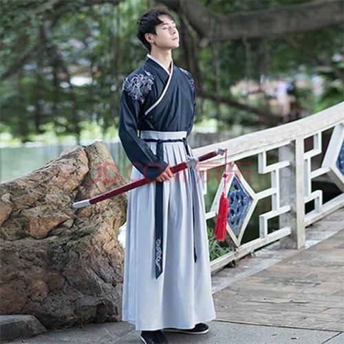春夏装改良明制汉服男装古风男士仙气古装侠客书生中国风 款式一宝蓝