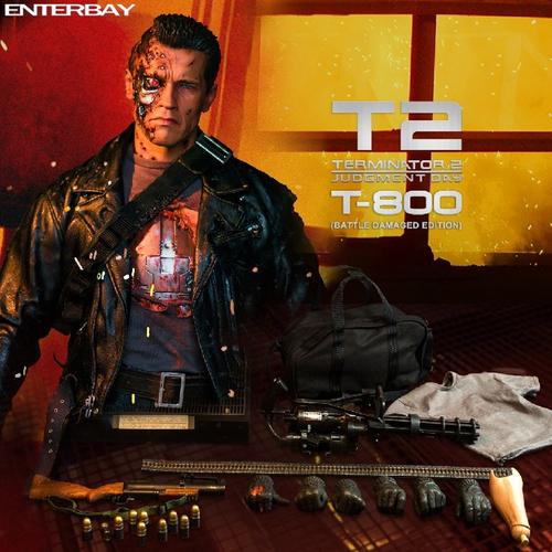 enterbay终结者创世纪人偶 t2战损版施瓦辛格公仔eb兵人t800玩偶商品