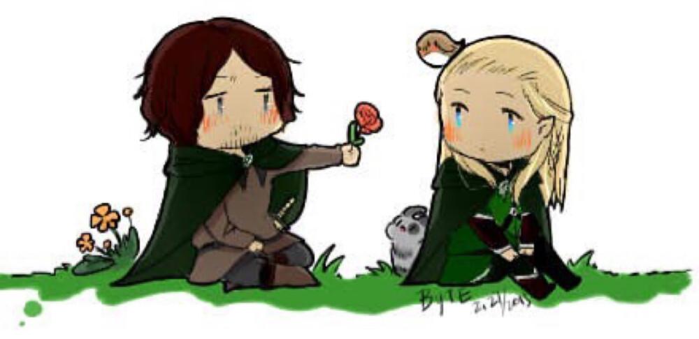 插张阿拉贡和小叶子的 甜图哟 原作jampon 图源lofter 侵删