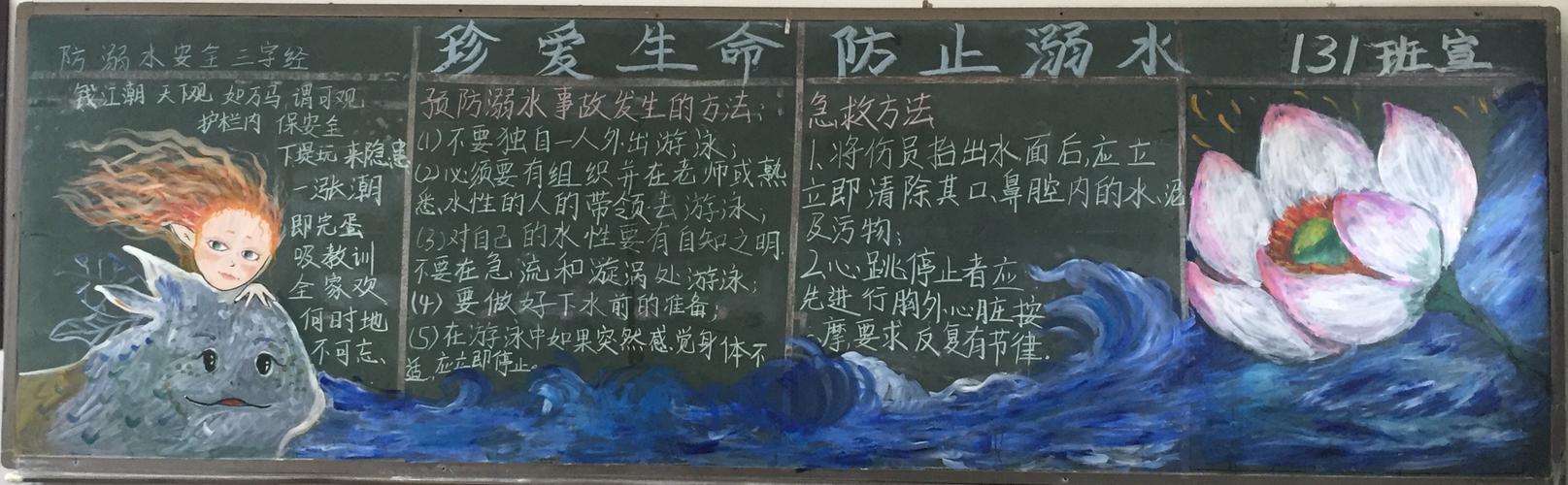 南涧民中"珍爱生命,预防溺水"主题黑板报展示