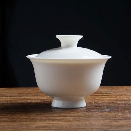 陶瓷茶碗功夫茶具泡茶三才盖杯简约白色家用生活日用家居器皿水具水杯