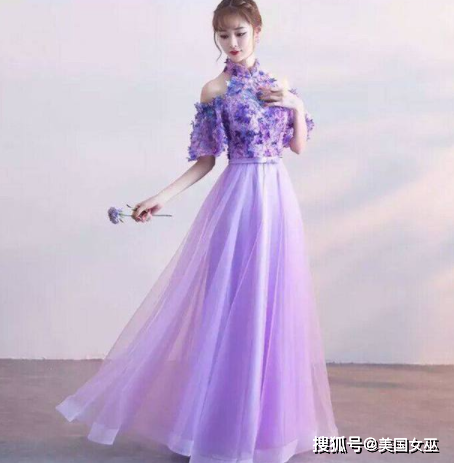 原创十二星座紫色长礼服,处女座的礼服我很喜欢