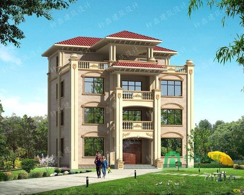 14*14.2米三层半欧式复式自建别墅设计图,带大面积露台