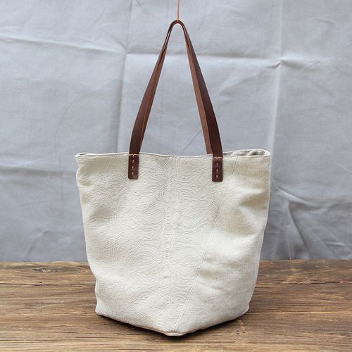 复古大包帆布手提包休闲时尚棉麻拼接布包