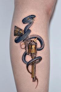 18款白蛇青蛇蓝色金蛇蟒蛇与枪剑纹身图案