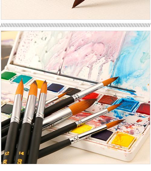 博格利诺 可水洗尖头水彩画笔套装 尼龙毛水粉笔颜料画画笔勾线笔 9支