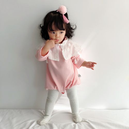 婴儿女宝宝复古洋气可爱春秋新款长袖棉中国风三角连体衣爬服哈衣