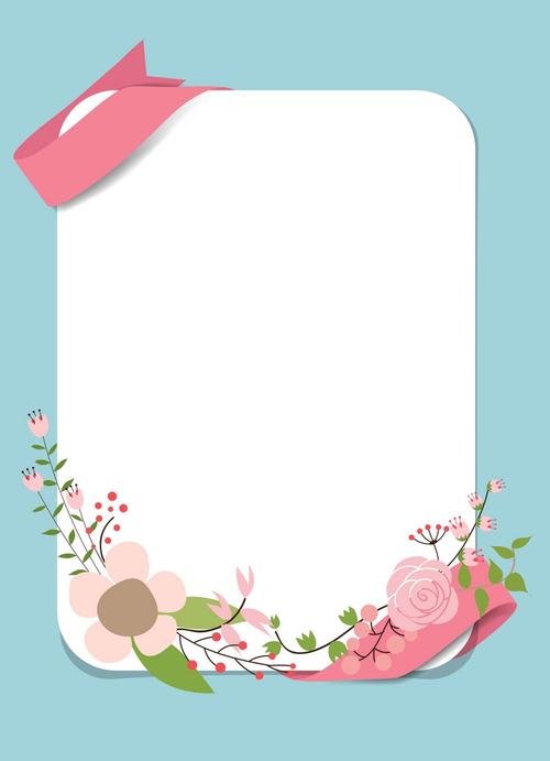 简约日系小清新花卉边框背景