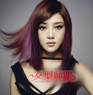 斜分齐肩直发发型图片头发中分齐肩拉直的效果图3