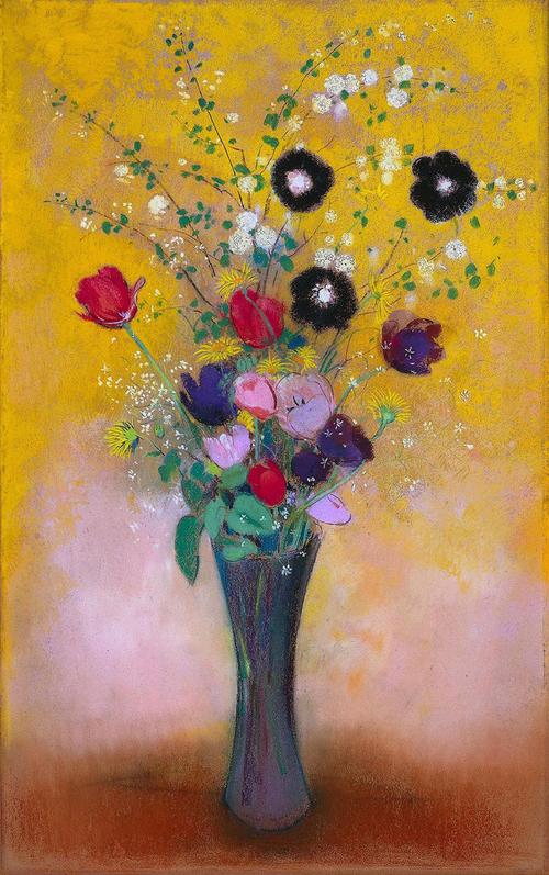 雷东作品: 花瓶里的花_绘图吧,学画画网