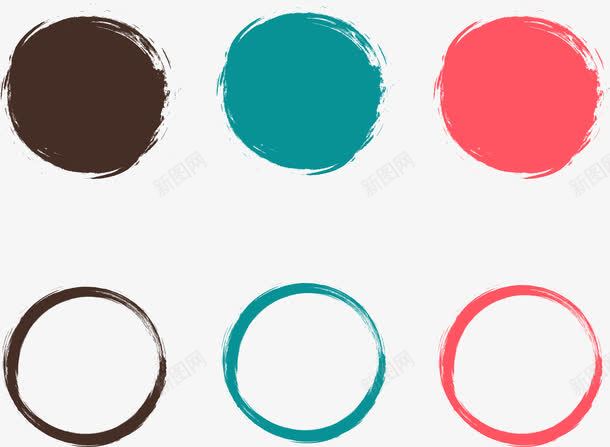 彩绘圆形框矢量图