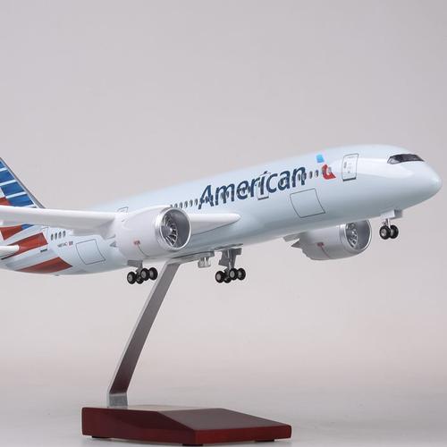 带轮子带灯美国航空飞机模型波音787民航客机仿真美航b787